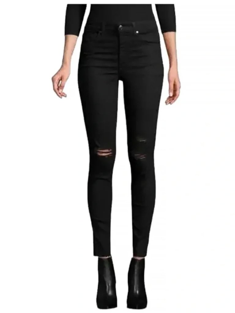 Joe's Jeans Black High-Rise Distressed Skinny Ankle, 26